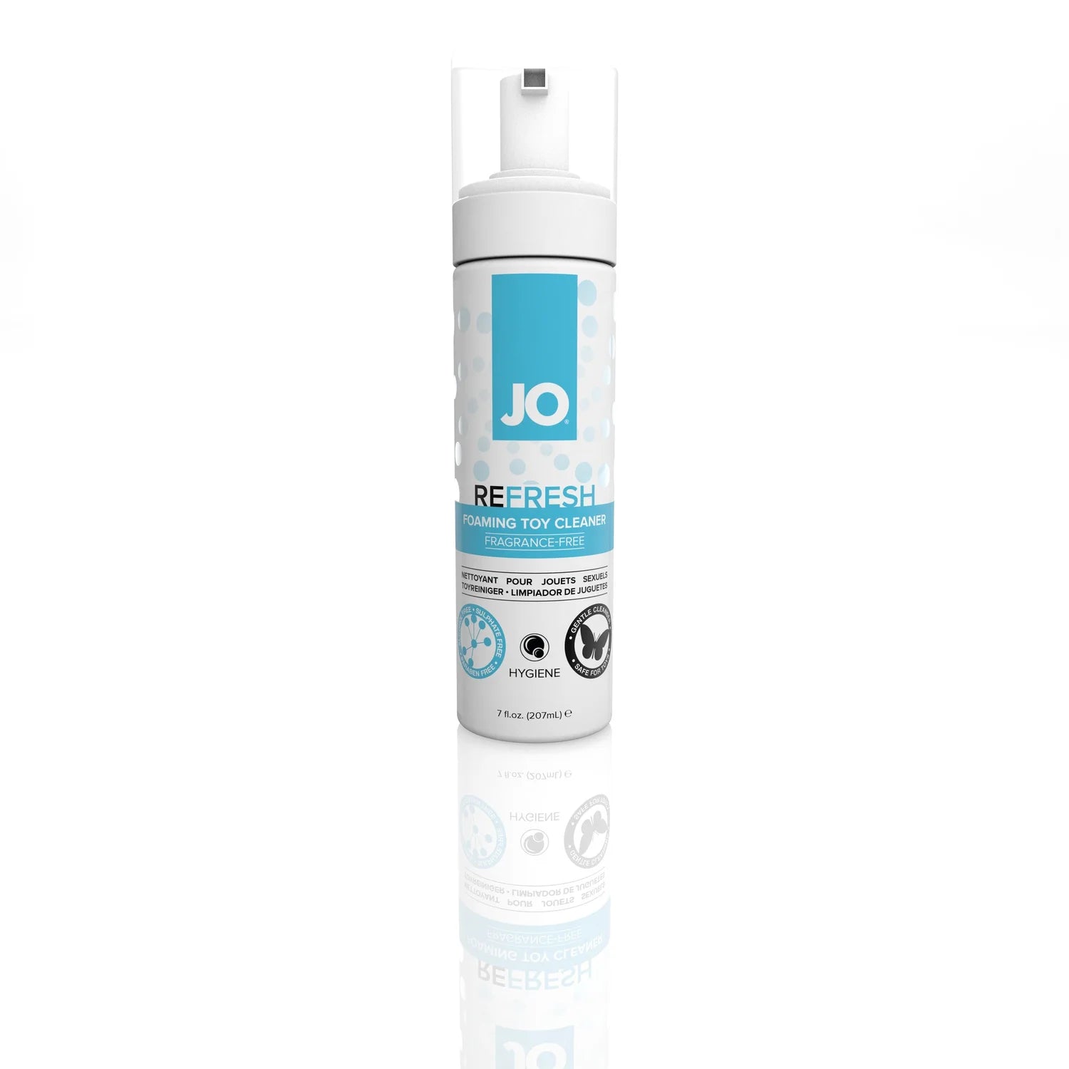 JO Refresh Foaming Toy Cleaner bottle, product shot on white background [VERIFY: filename indicates 7oz bottle, attached here to the 1.7oz variant]