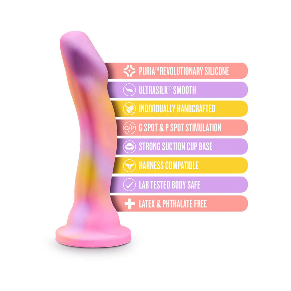 Avant Sun’s Out Silicone Dildo – Curved 7.5" Artisanal Design for G-Spot & P-Spot Play (Pink)