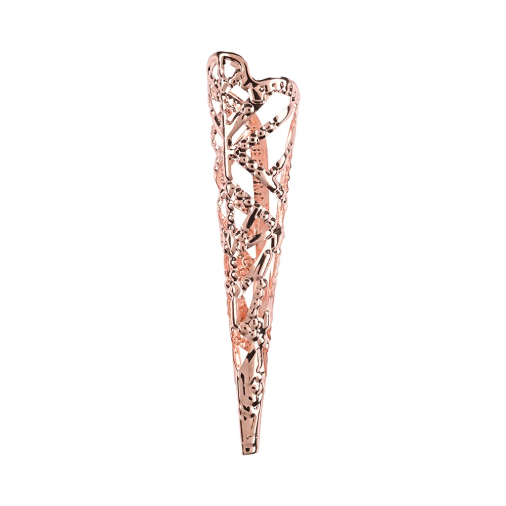 Set of five pointed metal fingertip claws with adjustable bands