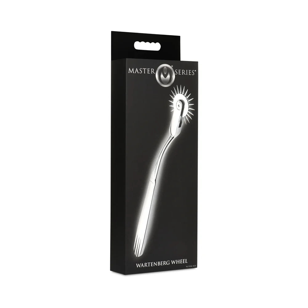 Wartenberg sensation wheel, a spiked metal wheel on a slim handle, shown with its box