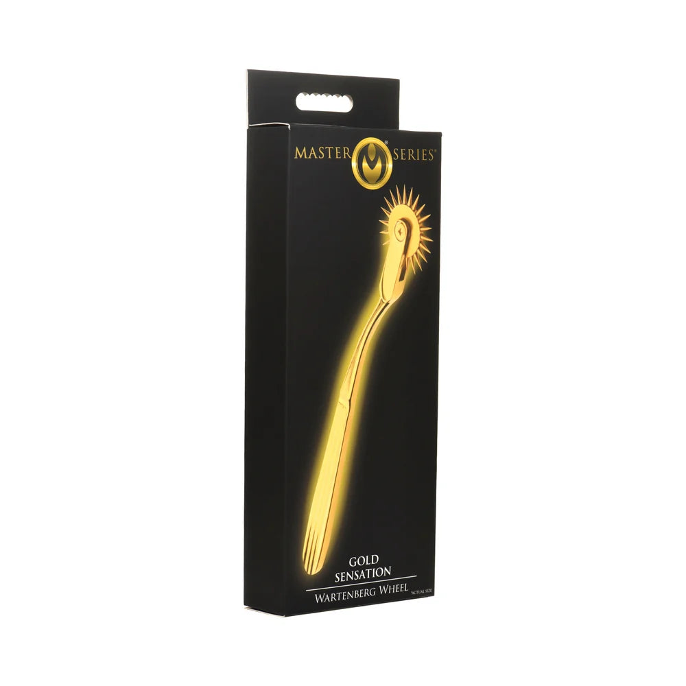 Wartenberg sensation wheel, a spiked metal wheel on a slim handle, shown with its box