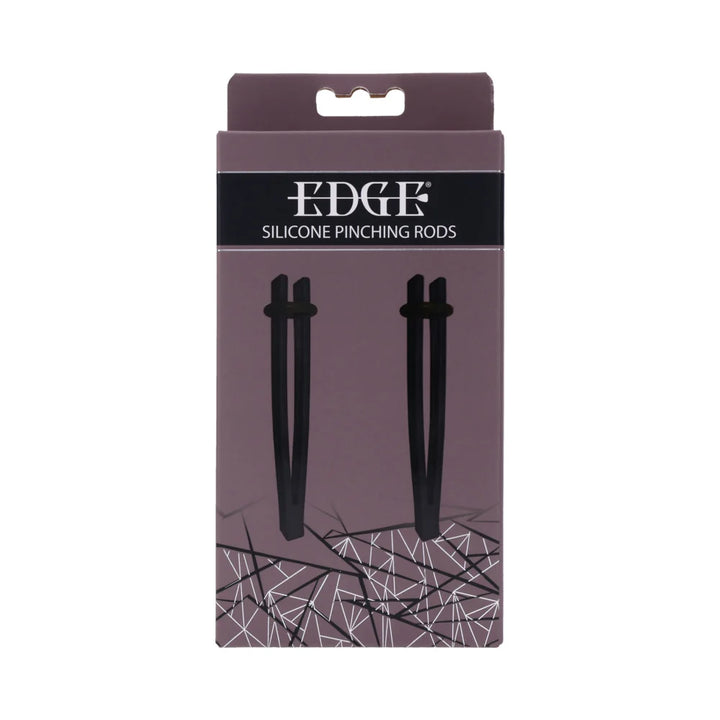 Pair of flat black silicone rods fused at one end, shown with the included silicone tension rings