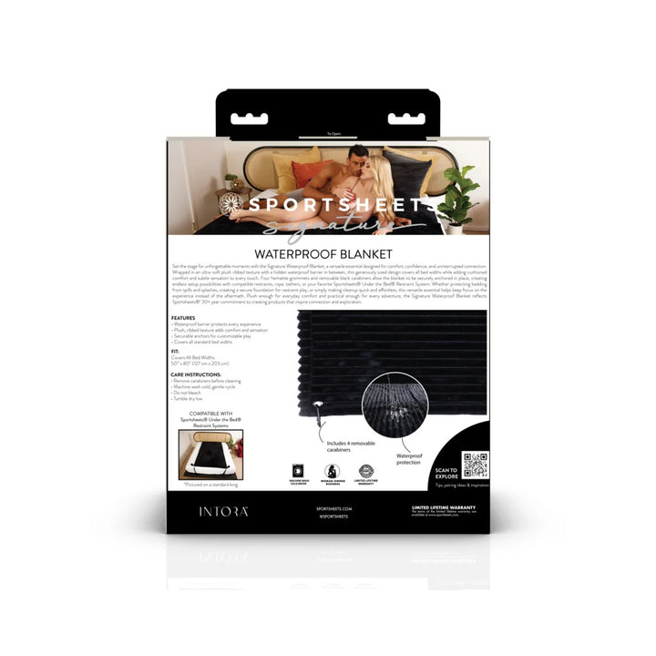 Sportsheets Signature waterproof blanket in its retail box