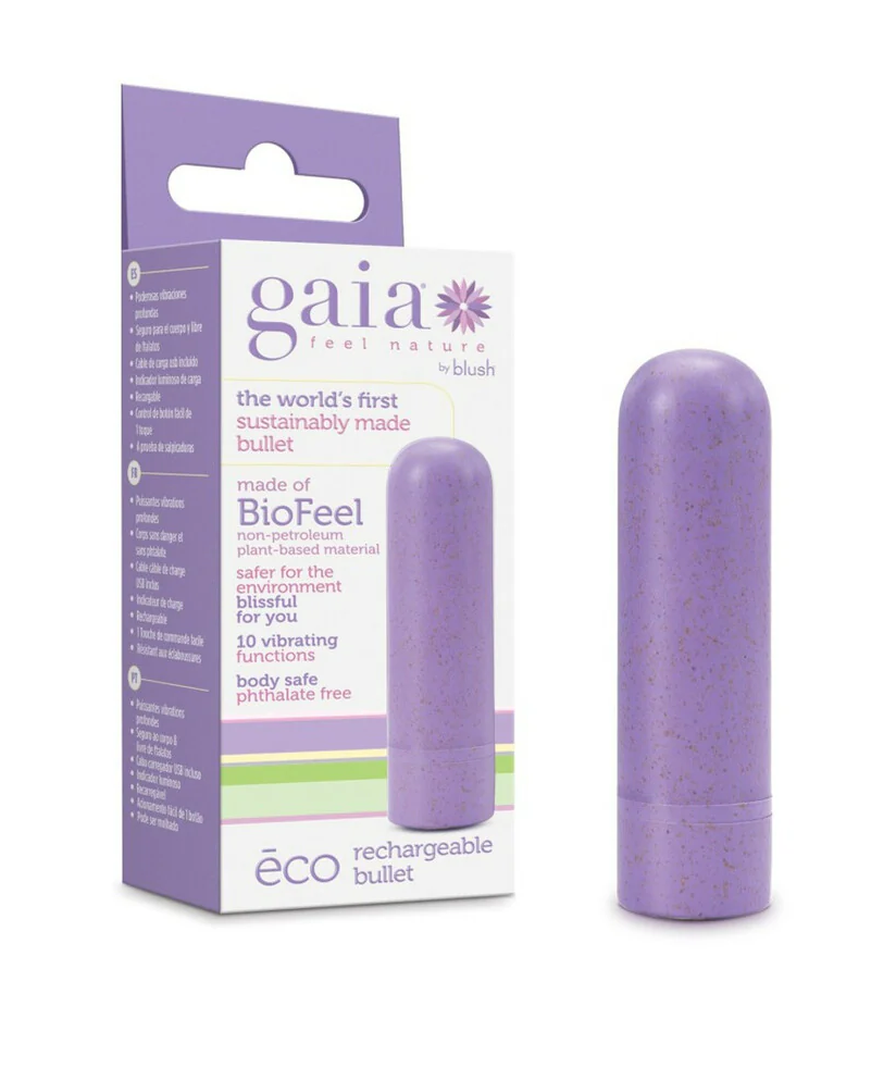 Gaia Eco Rechargeable Bullet Vibrator | Sustainable Plant-Based Bullet with 10 Vibration Functions | MOTHERLODE