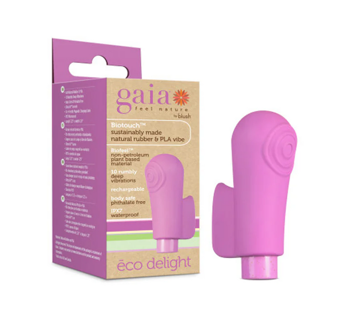 Blush Gaia Eco Delight Bullet Vibrator &amp; Sleeve | Sustainable Natural-Rubber Finger-Grip Vibe with 10 Functions | MOTHERLODE