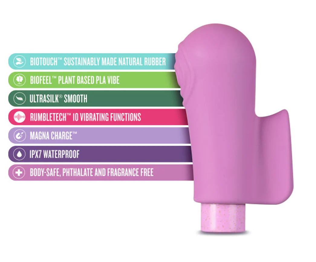 Blush Gaia Eco Delight Bullet Vibrator & Sleeve | Sustainable Natural-Rubber Finger-Grip Vibe with 10 Functions | MOTHERLODE
