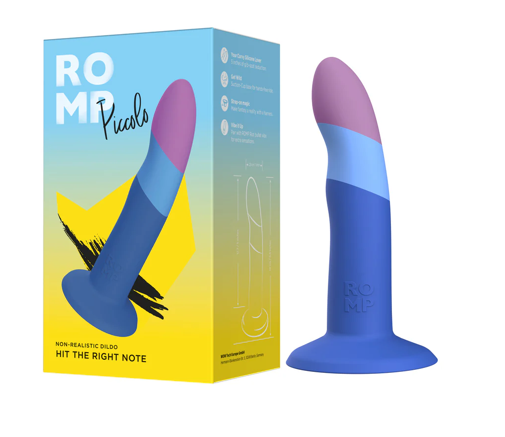 ROMP Piccolo Silicone Dildo | 5-Inch Curved G-Spot &amp; P-Spot Dildo with Harness &amp; Bullet Compatibility | MOTHERLODE