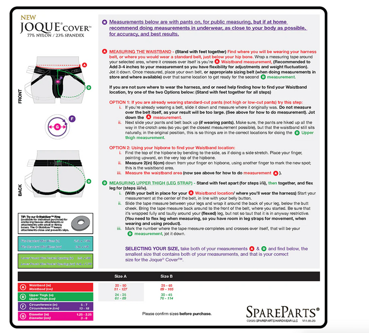 SpareParts Joque Cover Underwear Harness (Double Strap) Size B | Discreet, Adjustable Nylon Strap-On Harness | MOTHERLODE