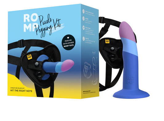 ROMP Piccolo Pegging Kit | 5" Silicone Dildo with Adjustable Harness for G-Spot, P-Spot & Pegging Play