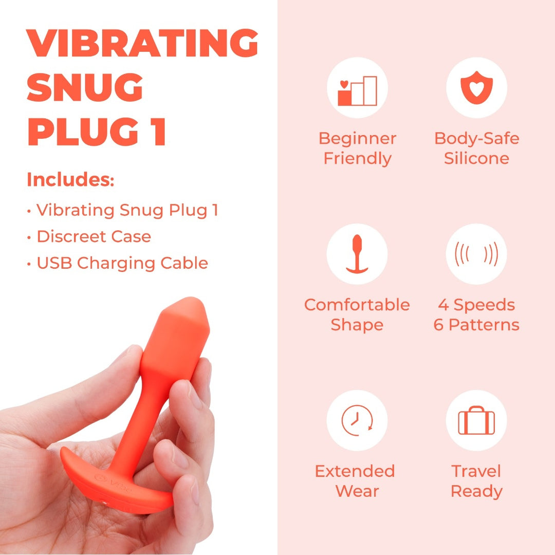 b-Vibe Snug Plug 1 shown from a front angle highlighting the tapered tip and flexible neck