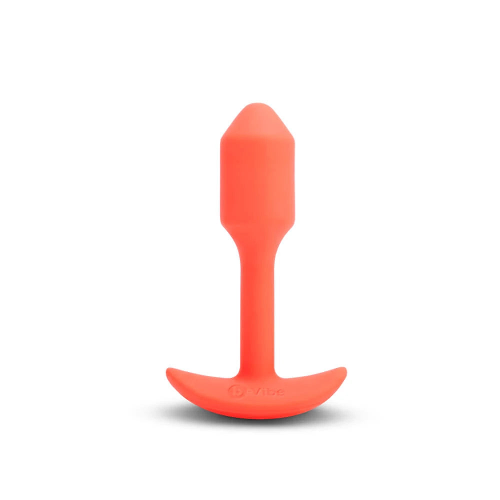b-Vibe Vibrating Snug Plug 1 in Orange, product shot on white background