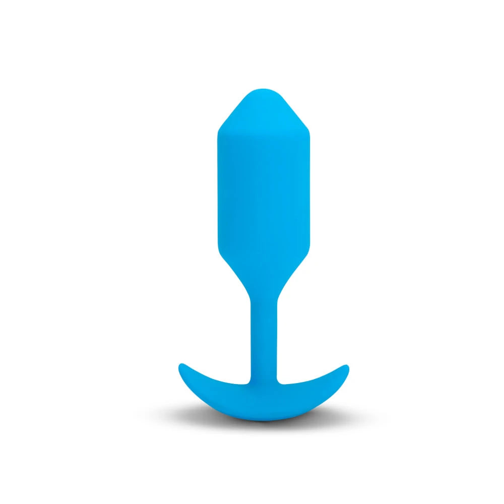 b-Vibe Vibrating Snug Plug 3 in Blue, product shot on white background