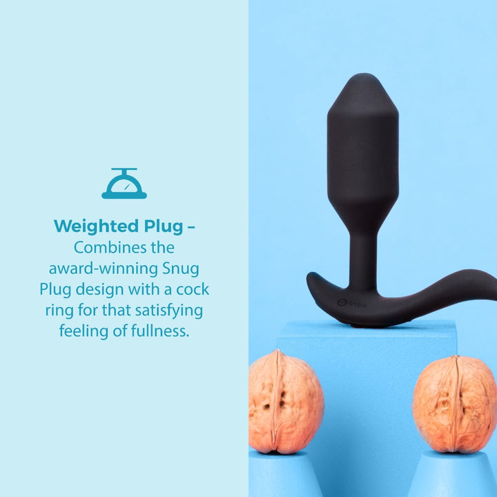 b-Vibe Snug &amp; Tug shown from the side highlighting the weighted plug