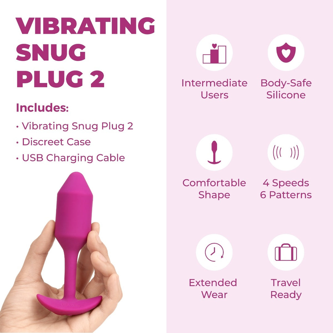 b-Vibe Snug Plug 2 in Rose shown from a front angle