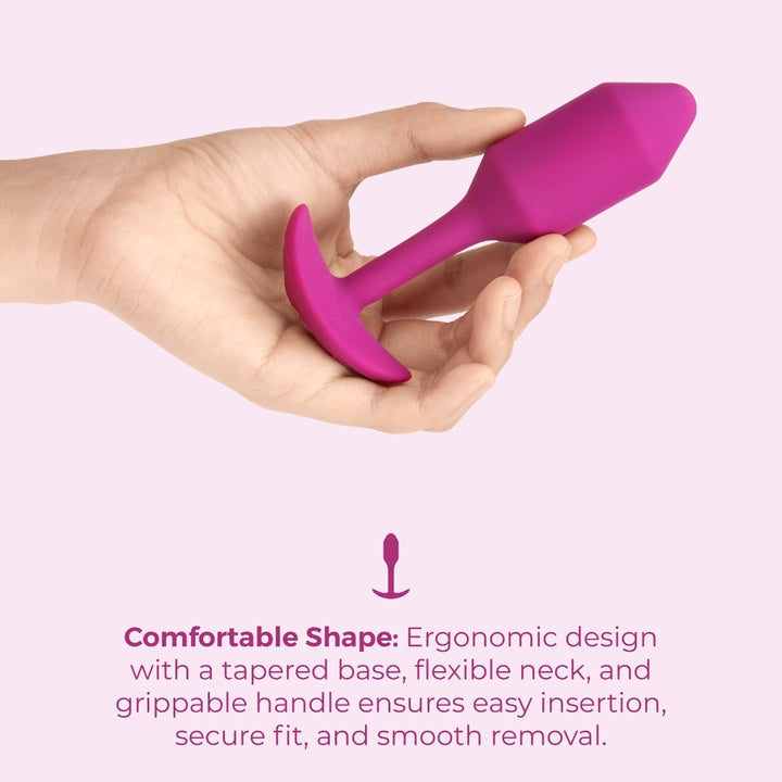 b-Vibe Snug Plug 2 in Rose close-up of the soft ridges along the shaft