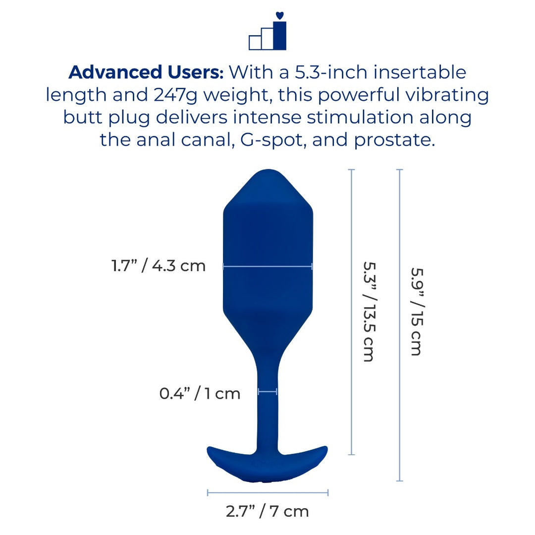 b-Vibe Snug Plug 4 in Navy alternate angle showing the smooth grip handle