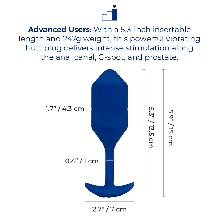 b-Vibe Snug Plug 4 in Navy alternate angle showing the smooth grip handle