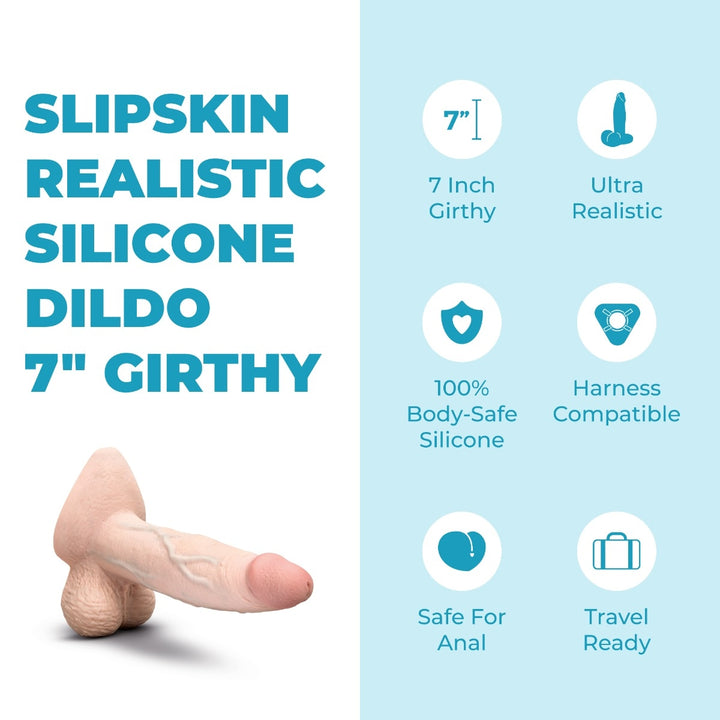 Slipskin Girthy Realistic Silicone Dildo