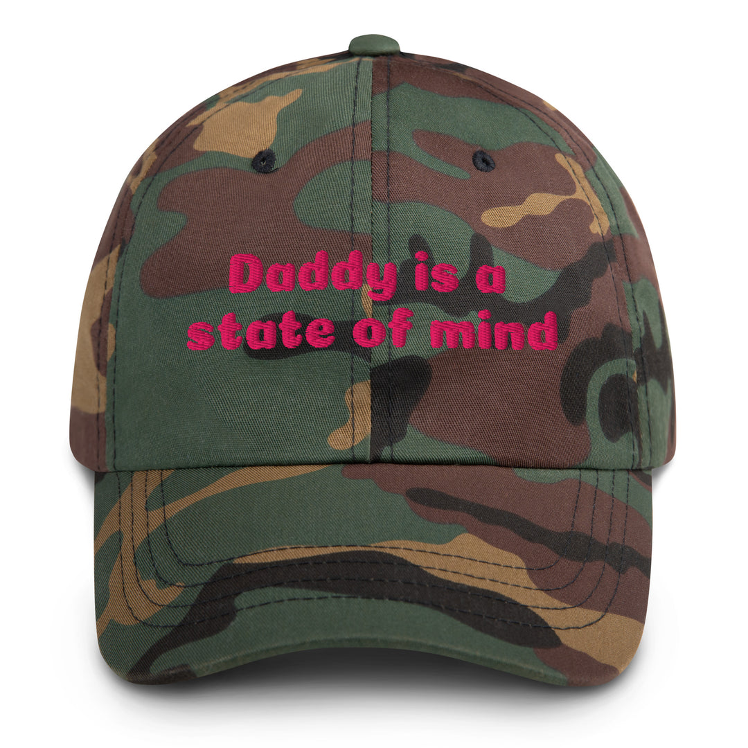 Daddy is a State of Mind Dad Cap, green camo colorway, front view | MOTHERLODE