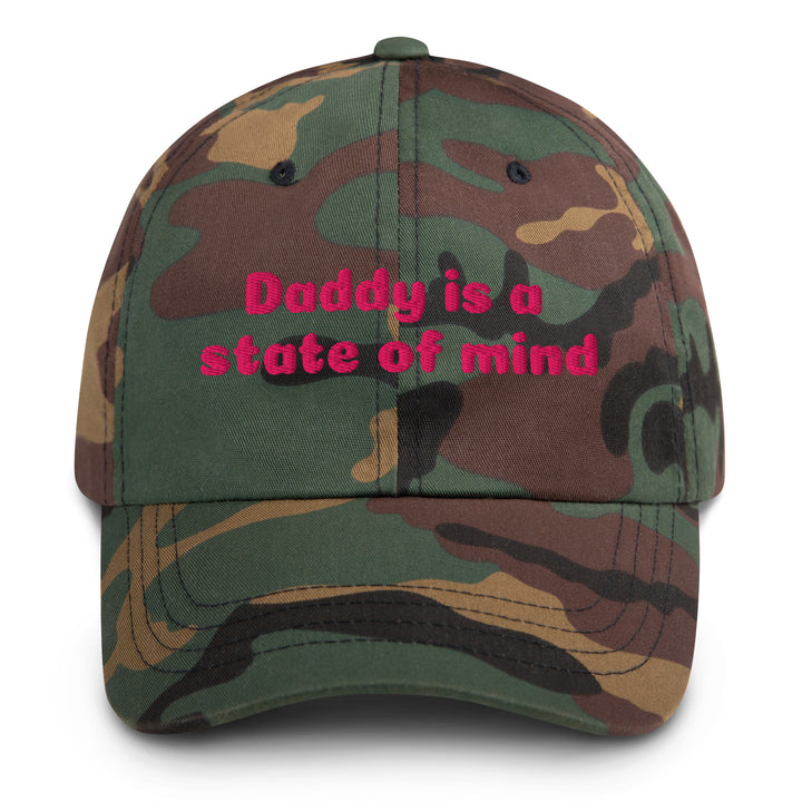 Daddy is a State of Mind Dad Cap, green camo colorway, front view | MOTHERLODE