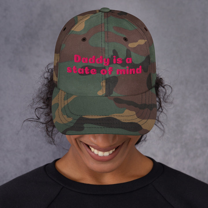Daddy is a State of Mind Dad Cap, green camo colorway, front view | MOTHERLODE