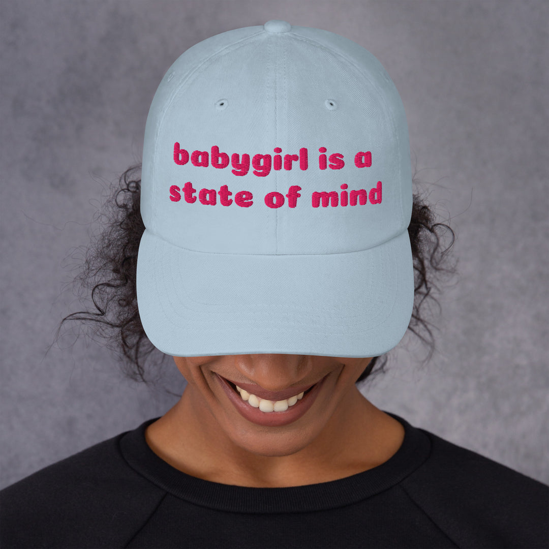Babygirl Is a State of Mind Dad Cap, light blue colorway, front view | MOTHERLODE
