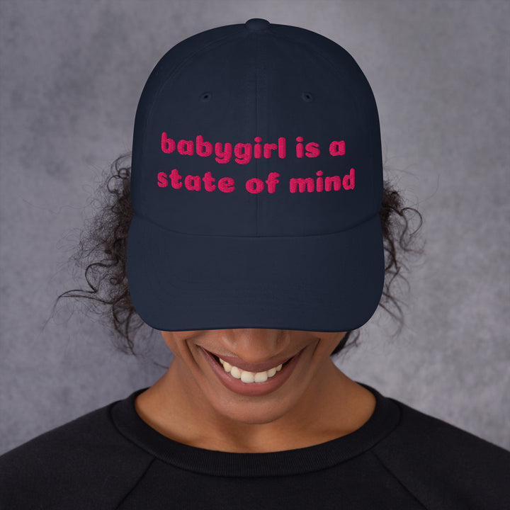 Babygirl Is a State of Mind Dad Cap, navy colorway, front view | MOTHERLODE