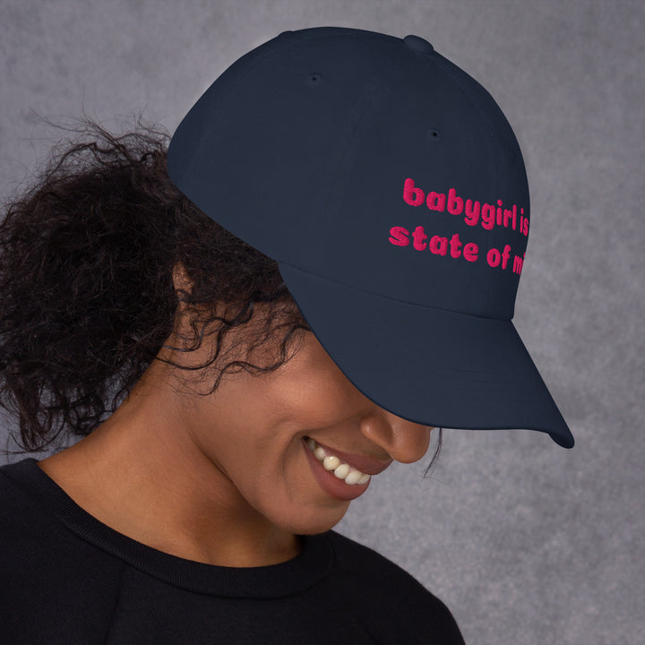 Babygirl Is a State of Mind Dad Cap, navy colorway, right side view | MOTHERLODE