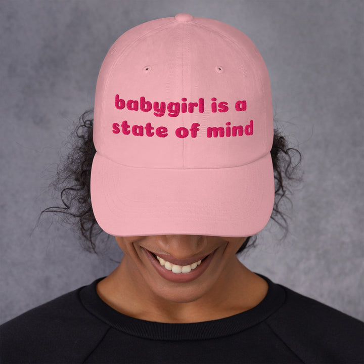 Babygirl Is a State of Mind Dad Cap, pink colorway, front view | MOTHERLODE