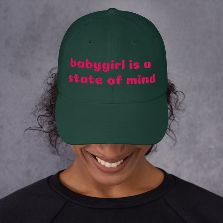 Babygirl Is a State of Mind Dad Cap, spruce colorway, front view | MOTHERLODE