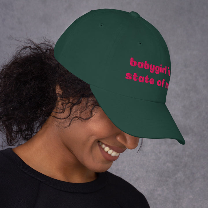 Babygirl Is a State of Mind Dad Cap, spruce colorway, right side view | MOTHERLODE