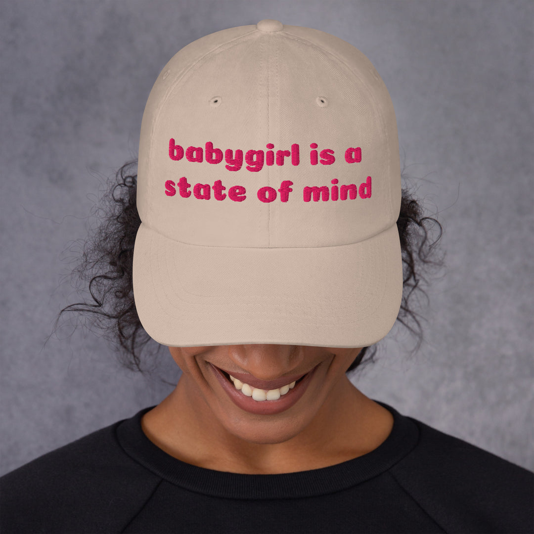 Babygirl Is a State of Mind Dad Cap, stone colorway, front view | MOTHERLODE