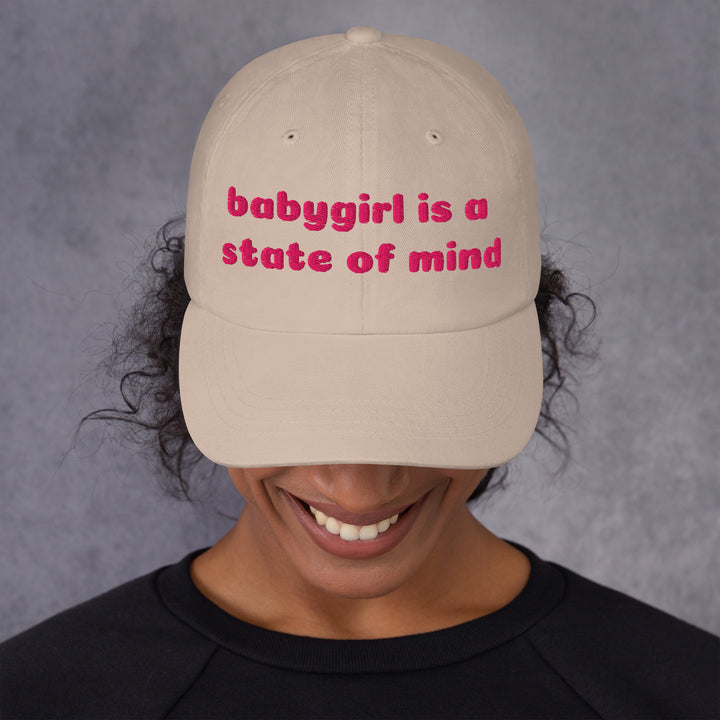 Babygirl Is a State of Mind Dad Cap, stone colorway, front view | MOTHERLODE