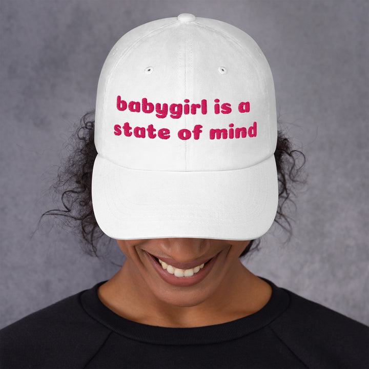 Babygirl Is a State of Mind Dad Cap, white colorway, front view | MOTHERLODE