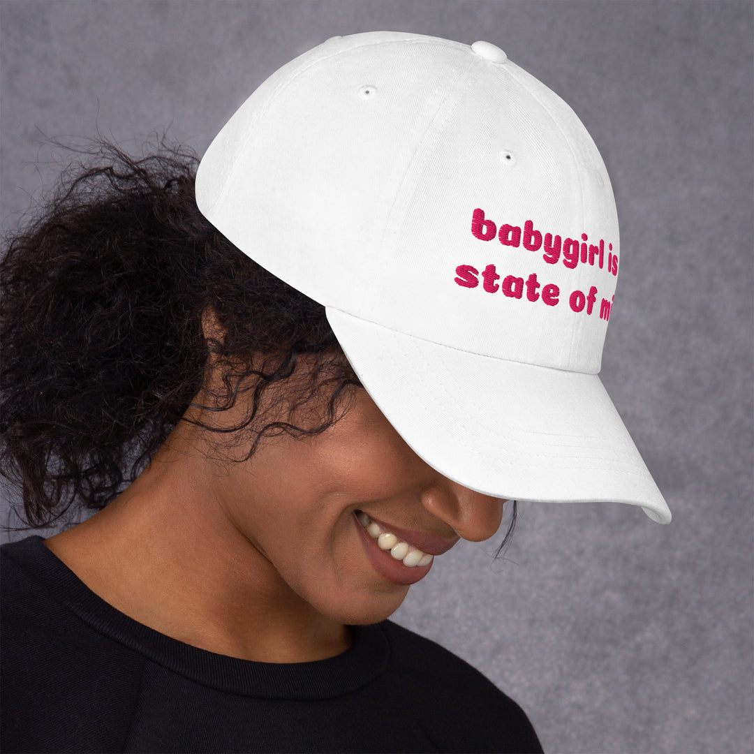 Babygirl Is a State of Mind Dad Cap, white colorway, right side view | MOTHERLODE