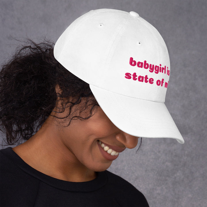 Babygirl Is a State of Mind Dad Cap, white colorway, right side view | MOTHERLODE