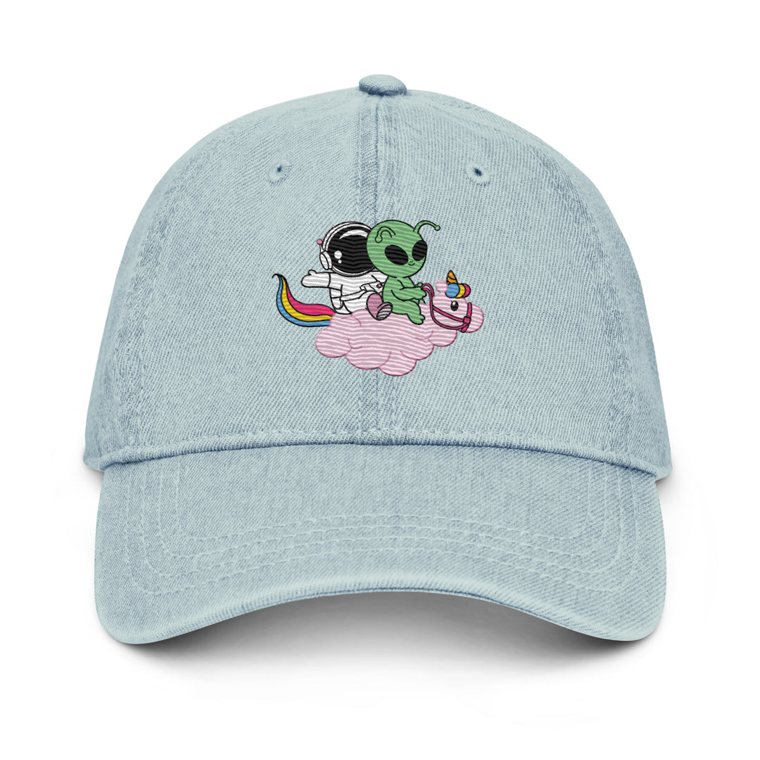 Cosmo &amp; Quim Mascot Dad Cap, light blue colorway, front view | MOTHERLODE