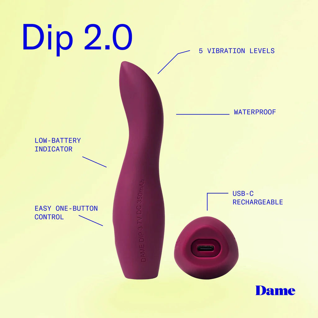 Dame Dip 2.0 – Rechargeable Classic Silicone Vibrator with Ergonomic Design
