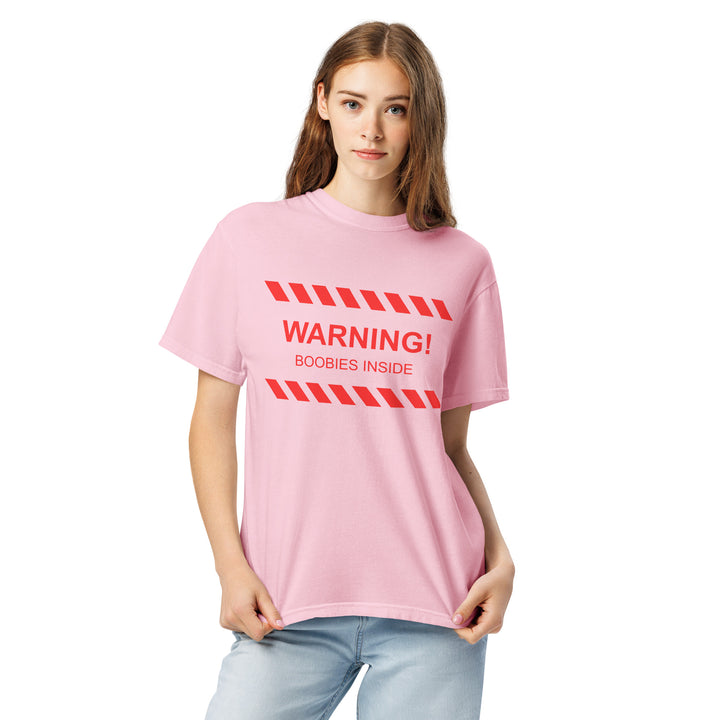 "WARNING! Boobies Inside" T-Shirt, front view | MOTHERLODE