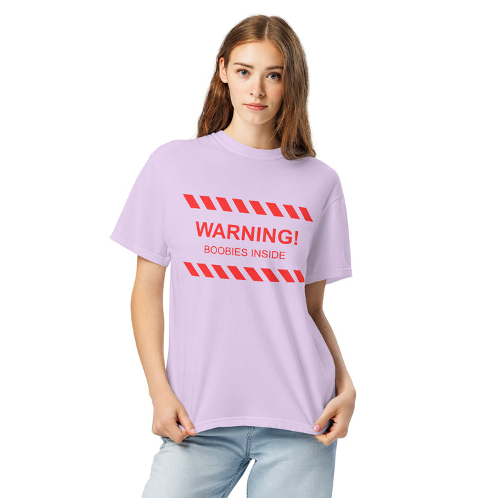 "WARNING! Boobies Inside" T-Shirt, front view | MOTHERLODE