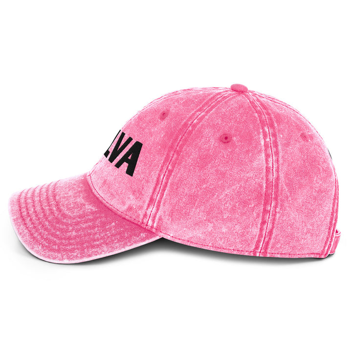 VULVA Vintage Dad Cap (Black Text), pink colorway, left side view | MOTHERLODE