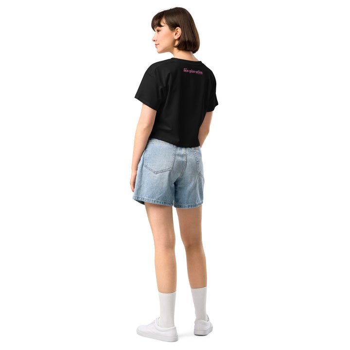 "SEX is not a bad word" Crop Top, black colorway, back view | MOTHERLODE