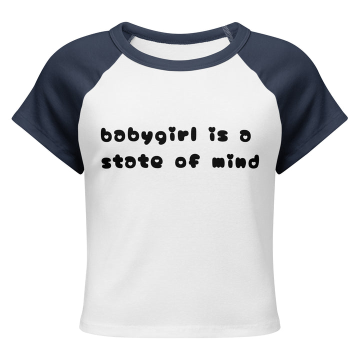 Babygirl Is a State of Mind Baby Tee, navy colorway, front view | MOTHERLODE
