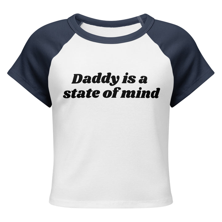 Daddy Is a State of Mind Baby Tee, navy colorway, front view | MOTHERLODE