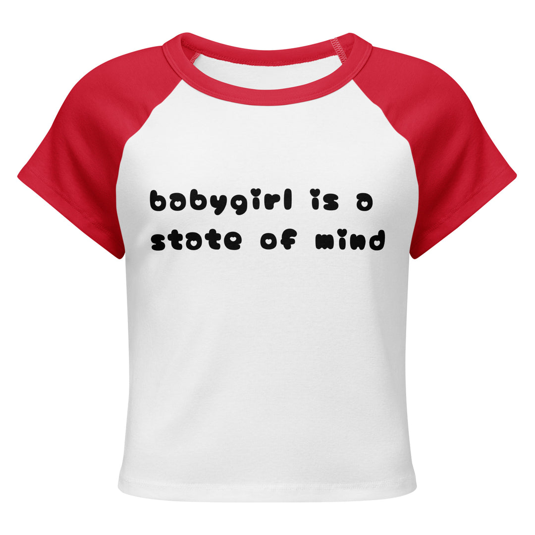 Babygirl Is a State of Mind Baby Tee, red colorway, front view | MOTHERLODE