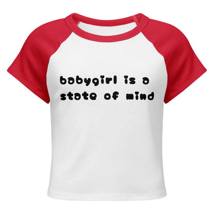 Babygirl Is a State of Mind Baby Tee, red colorway, front view | MOTHERLODE