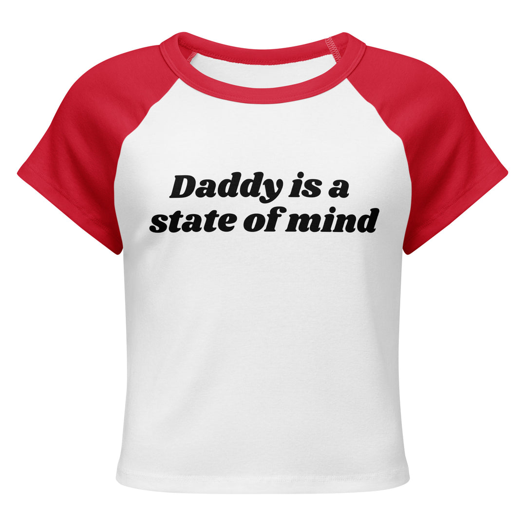 Daddy Is a State of Mind Baby Tee, red colorway, front view | MOTHERLODE