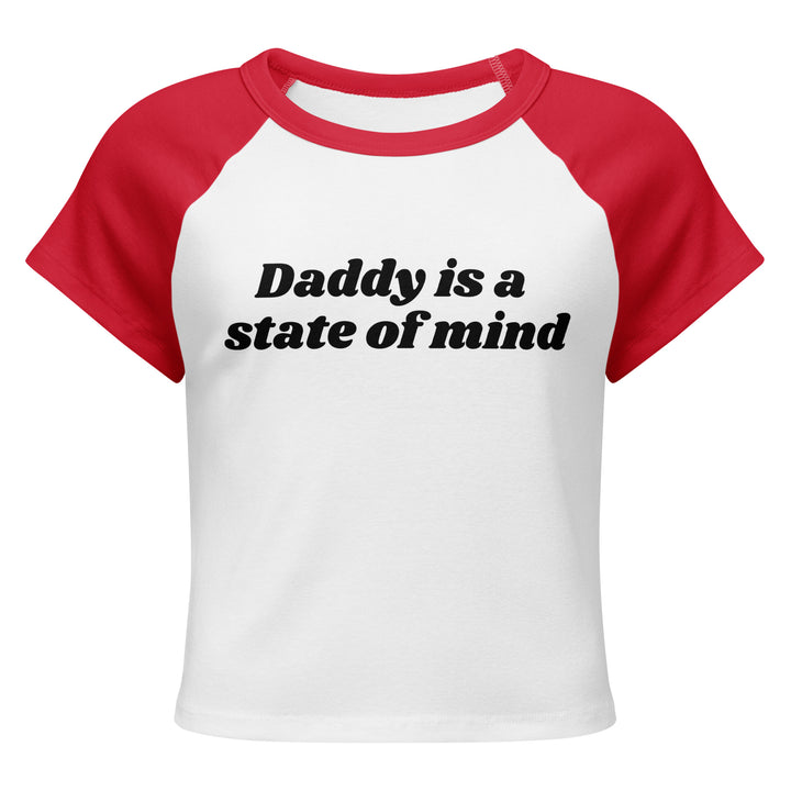 Daddy Is a State of Mind Baby Tee, red colorway, front view | MOTHERLODE