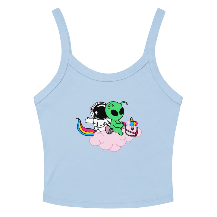 Cosmo, Quim &amp; Nova Mascot Micro Rib Tank Top, blue colorway, front view | MOTHERLODE