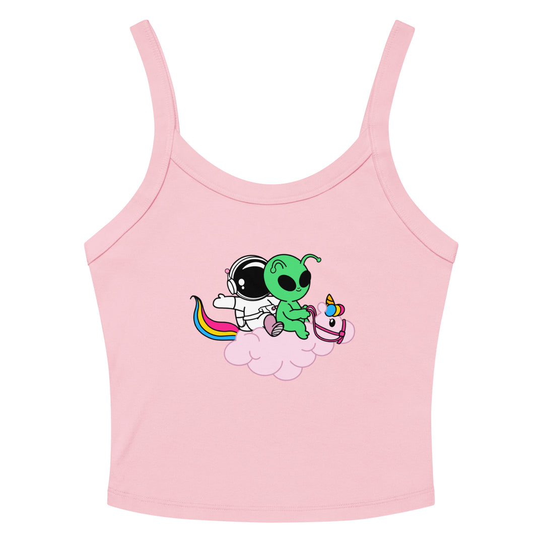 Cosmo, Quim &amp; Nova Mascot Micro Rib Tank Top, pink colorway, front view | MOTHERLODE